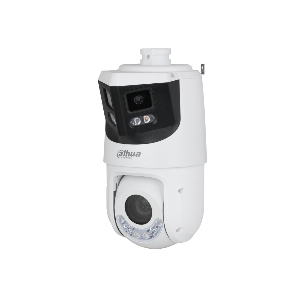 The DH-SDT4E425-8P-GB-A-PV1 is a flagship multi-sensor PTZ combining 180-degree panoramic coverage with a 25x optical zoom PTZ and TiOC active deterrence