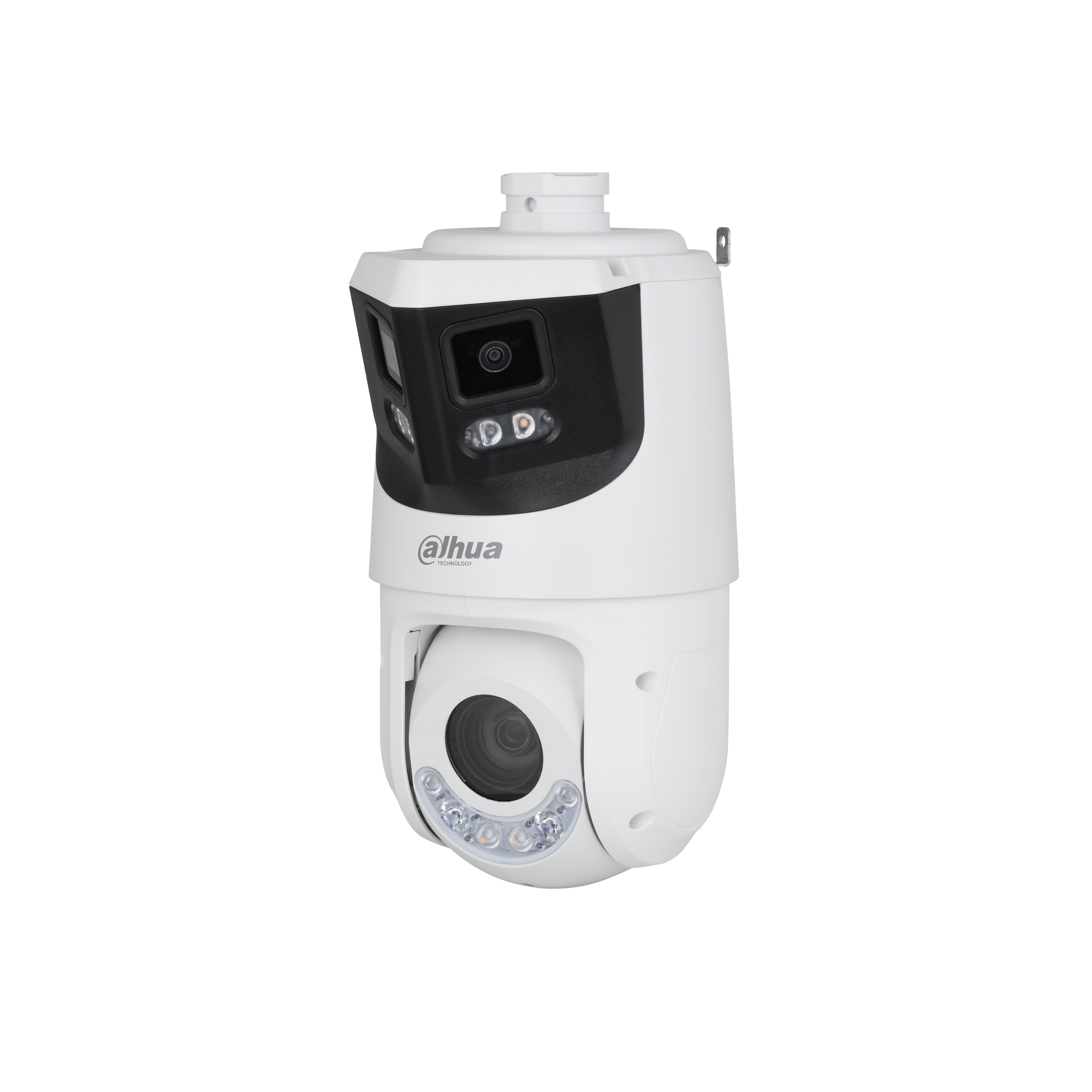 The DH-SDT4E425-8P-GB-A-PV1 is a flagship multi-sensor PTZ combining 180-degree panoramic coverage with a 25x optical zoom PTZ and TiOC active deterrence