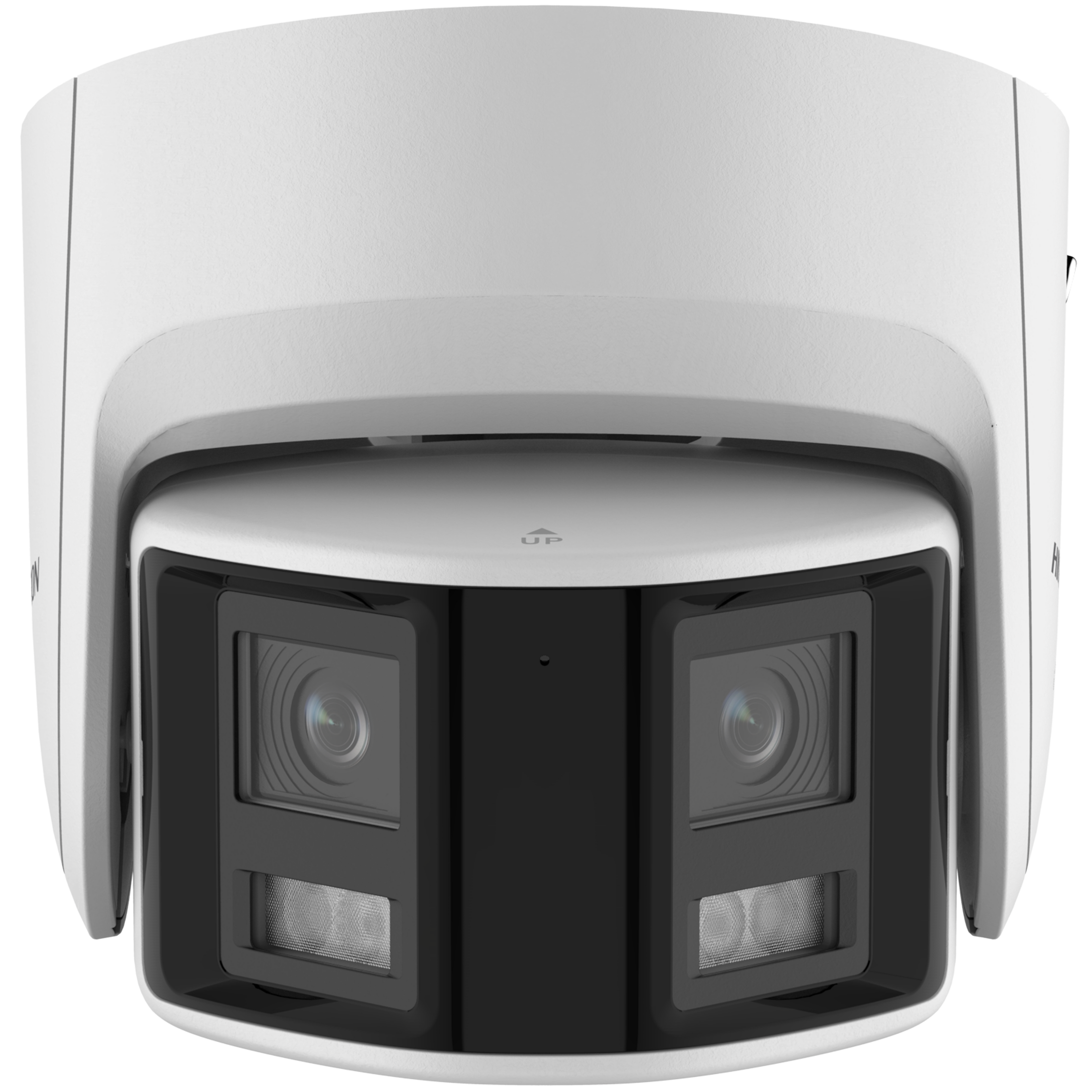 DS-2CD2346G2P-ISU_SL White security camera with multiple lenses on a white background