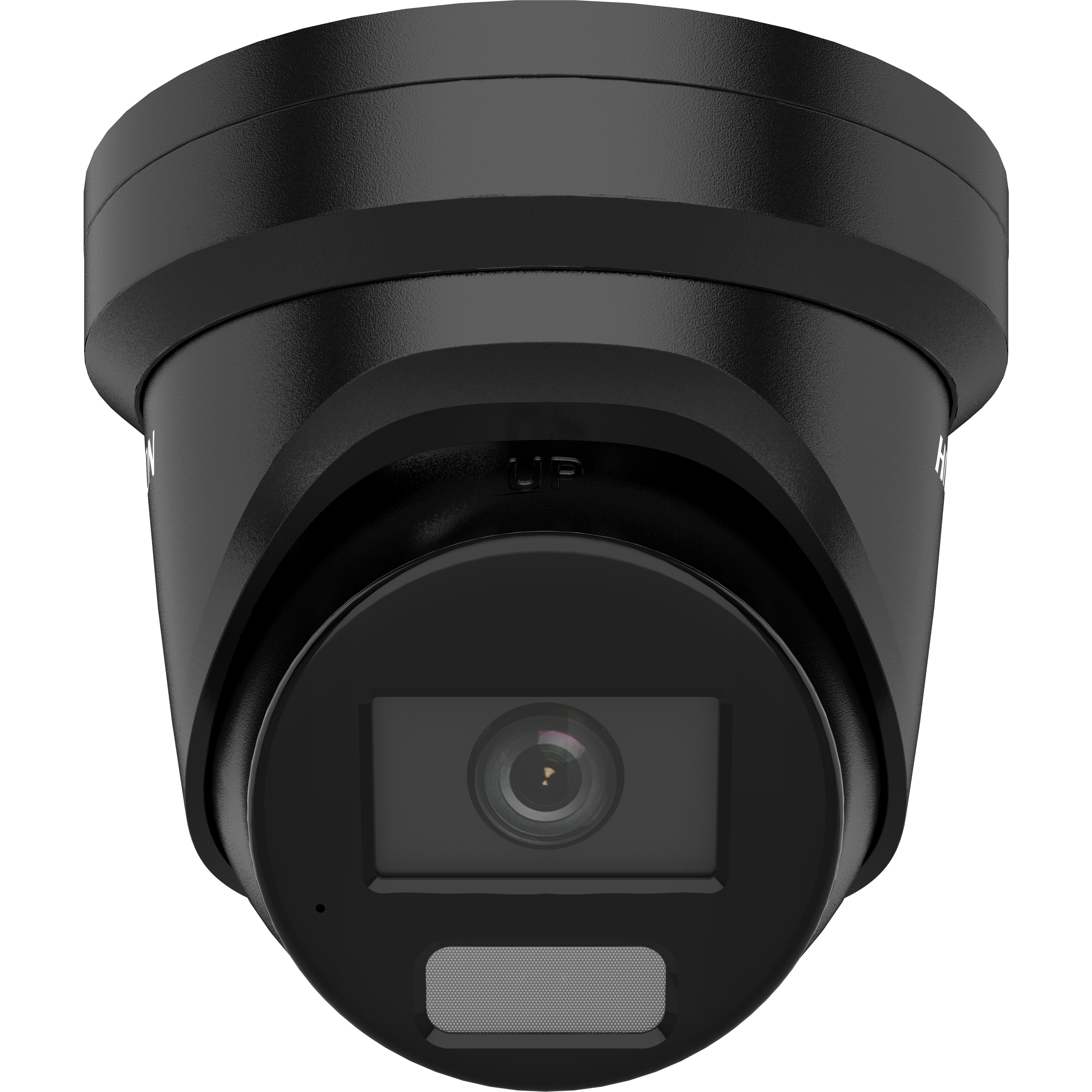 DS-2CD2386G2H-IU Hikvision Acusense. Black security camera on a white background