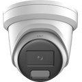 DS-2CD2386G2H-IU Hikvision Acusense. White security camera with a black lens on a white background