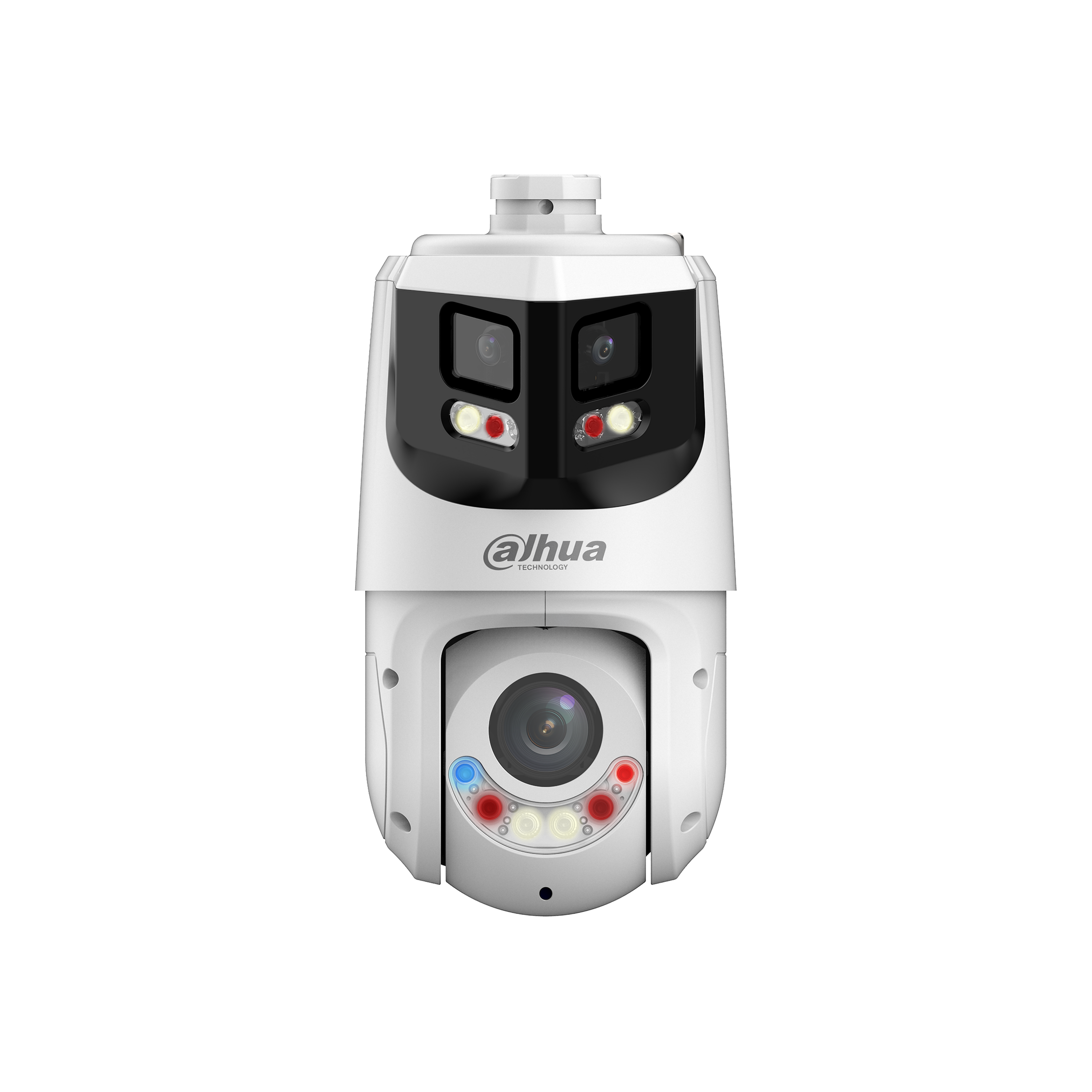 The DH-SDT4E425-8P-GB-A-PV1 is a flagship multi-sensor PTZ combining 180-degree panoramic coverage with a 25x optical zoom PTZ and TiOC active deterrence