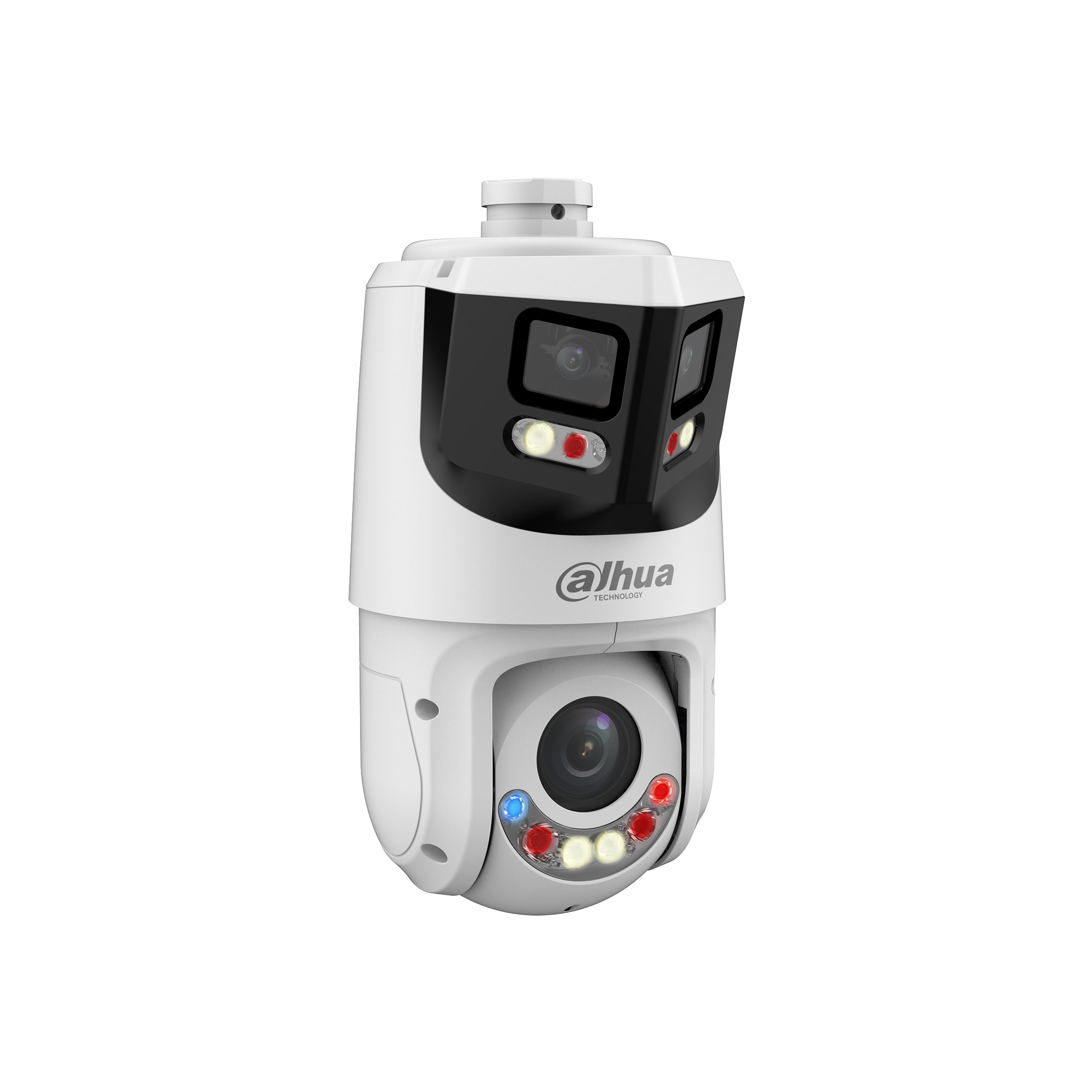 The DH-SDT4E425-8P-GB-A-PV1 is a flagship multi-sensor PTZ combining 180-degree panoramic coverage with a 25x optical zoom PTZ and TiOC active deterrence