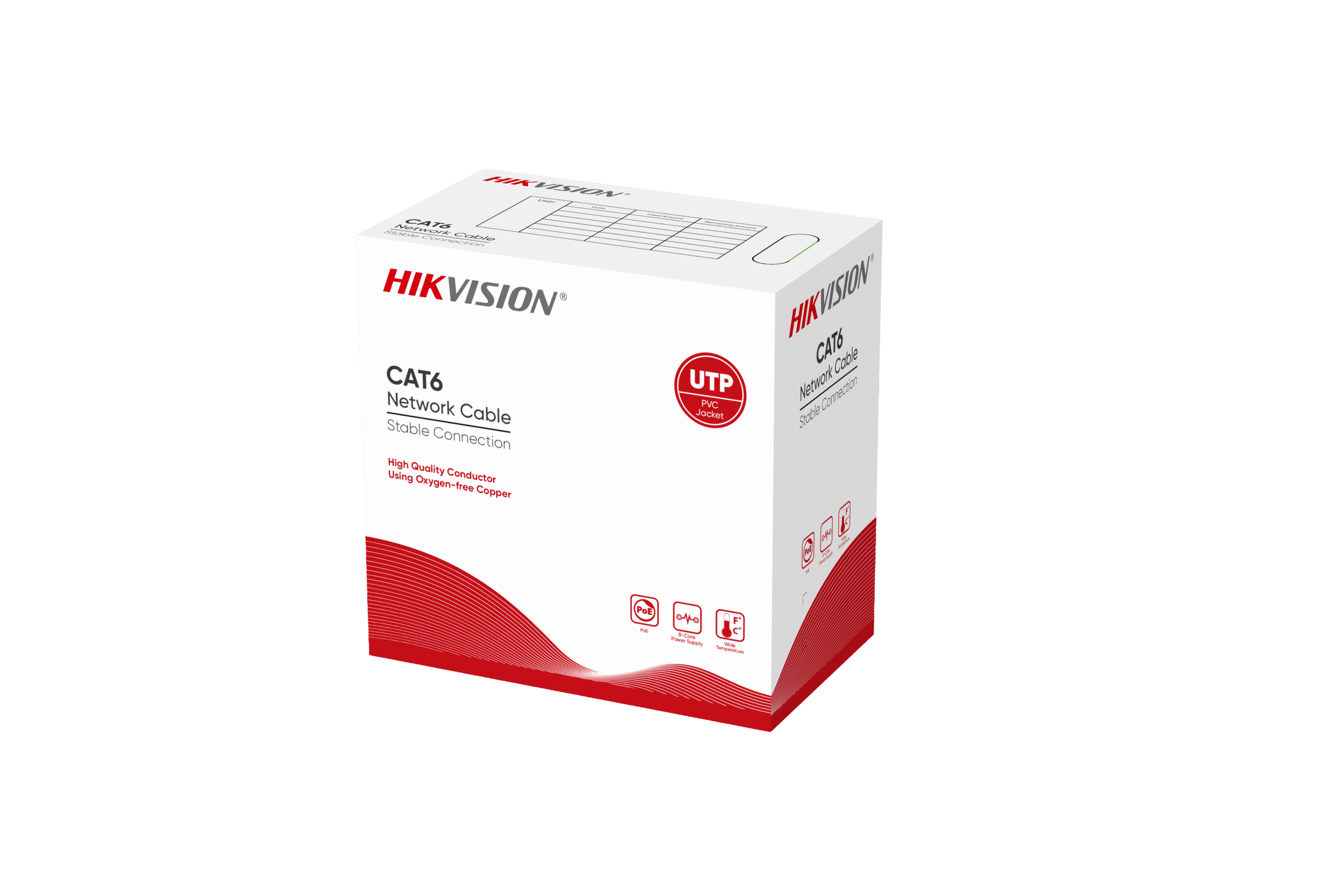 The Hikvision DS-1LN6UZC0-BLUE is a 305m drum of CAT6 UTP network cable