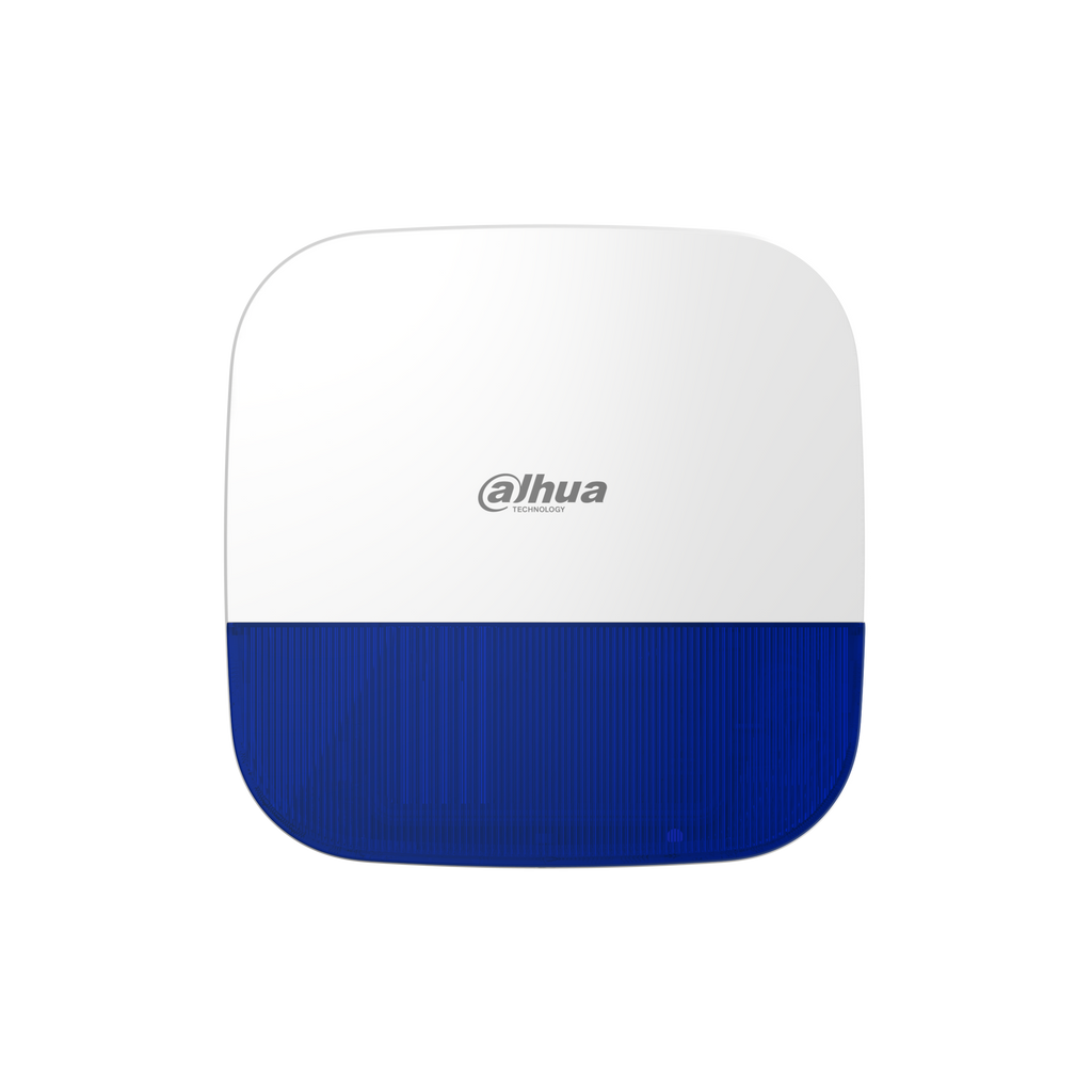The DHI-ARA13-W2 is a wireless outdoor siren with blue strobe for the Dahua Airshield system